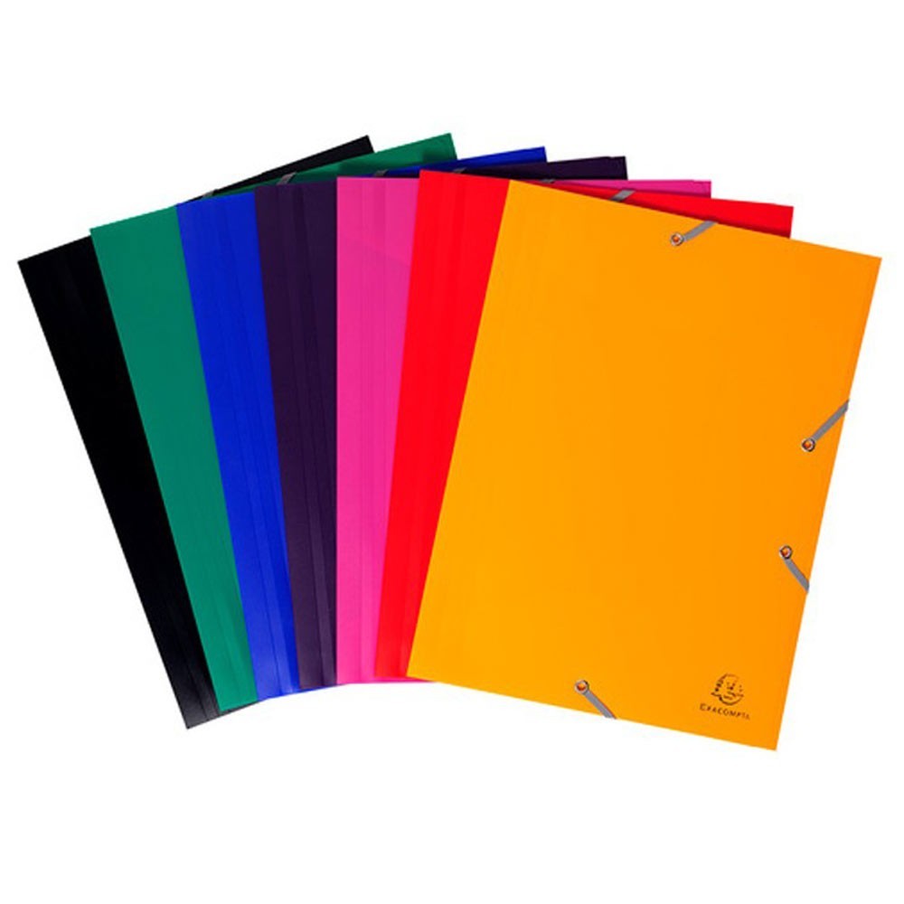 Exacompta 559000E Sammelmappe (3 Klappen, Gummizug, PP, blickdicht, A4) 1 Stück zufällige far