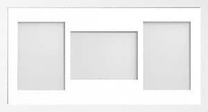 Frame Allington Range 20 x 10 Inches White Picture Photo Frame with White 3-Aperture Mount for Image Size 7 x 5 Inches (Mix)