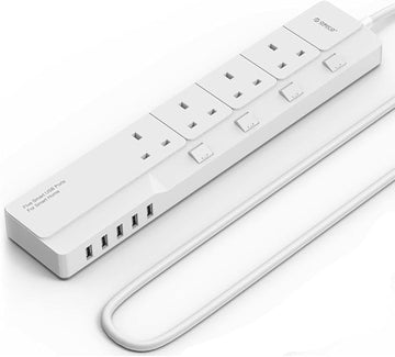 ORICO 13A 4 Way Extension Lead with 4 USB Ports, Overload Protection - 1.8m