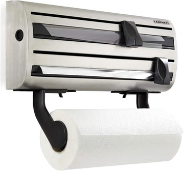 Leifheit Parat Royal Wall-Mounted Foil, Cling Film and Kitchen Roll Holder Dispenser - Stainless Steel