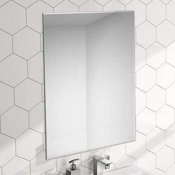ENKI 400 x 600 mm Rectangular Bathroom Wall Mounted Glass Frameless Mirror Bevelled HORIZON