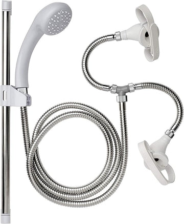 Croydex Removeable Push-Fit Secura Spray with Universal Tap Connectors and Retaining Straps Suitable with High and Low Pressure Systems, White