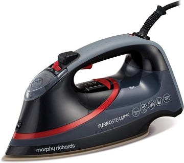 Morphy Richards 303125 Turbosteam Pro Pearl Ceramic Electronic Steam Iron, 0.4 Litre, 3100 W, Black/Red