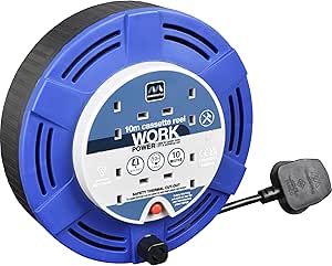 Masterplug MCT1010/4BL 10amp 4 Socket 10m Cassette Reel - Blue