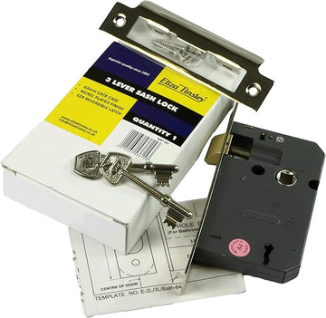 Eliza Tinsley 3 Lever Sash Lock with 63mm Case and Reversible Latch - Brass Plated
