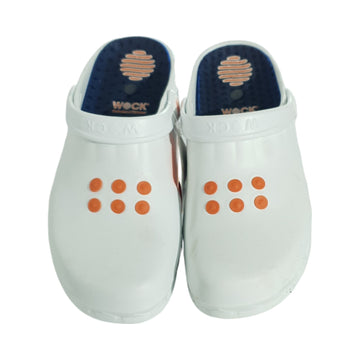 Slapi - Saboti Alb cu Portocaliu